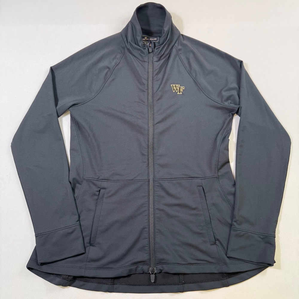Peter Millar Crown Sport Jacket Wake Forest Womens M Black Performance Full Zip